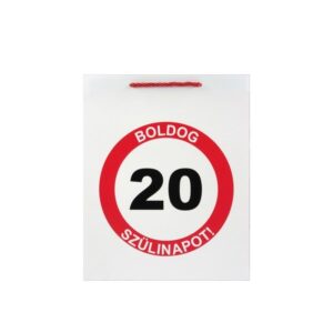 Ajándéktasak Boldog 20. Szülinapot nagy 26x12,5x32cm