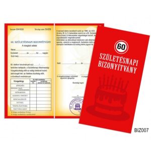 Bizonyítvány 60. Születésnapi bizonyítvány