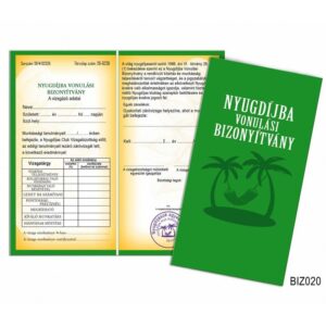 Bizonyítvány Nyugdíjba vonulási bizonyítvány