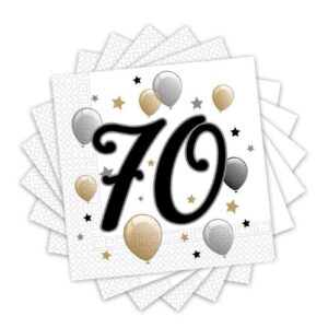 Elegáns Léggömbös 70-es Szülinapi Szalvéta 33x33cm 20db