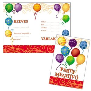 m22561-1619442575149.jpg Party meghívó - Léggömbös Party Meghívó és Boríték - 8 db-os