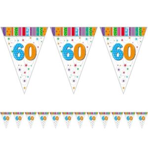 60-as Vidám Színes Szülinapi Számos Zászlófüzér - 5 m