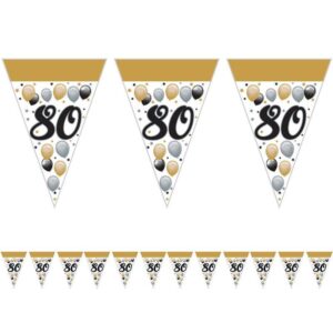 80-as Szülinapi Elegáns Léggömbös Parti Zászlófüzér 5 m