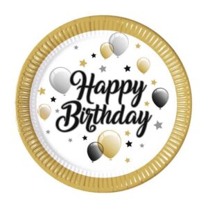 m23186-1632290653692.jpg Boldog Szülinapot Elegáns Léggömbös Papír Tányér 23cm/6db