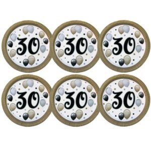 m23254-1632290661873.jpg 30-as Szülinapi Elegáns Léggömbös Papír Tányér 23cm/6db