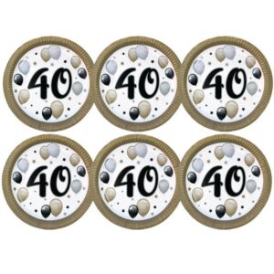 m23261-1632290661959.jpg 40-es Szülinapi Elegáns Léggömbös Papír Tányér 23cm/6db