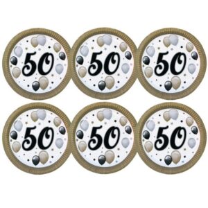 m23278-1632290662177.jpg 50-es Szülinapi Elegáns Léggömbös Papír Tányér 23cm/6db