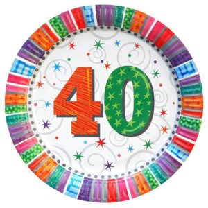 m39864-1632210983281.jpg 40-es Szülinapi Radiant Parti Tányér, 23 cm-es, 6 db-os