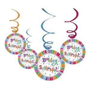 Print Boldog Szülinapot Radiant Parti Spirális Függő Dekoráció 6db