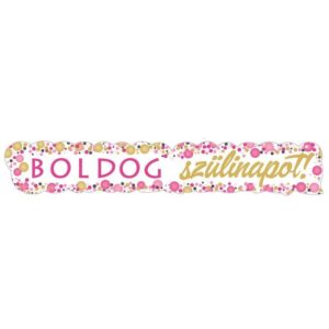 Boldog Szülinapot Rózsaszín Pasztell Konfettis Banner 148x27