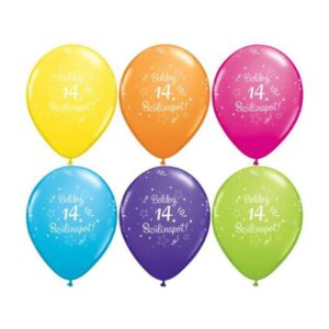 11 inch Boldog 14. Szülinapot Feliratú Lufi 1 db (válaszható színek)