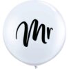 1 méteres (3 feet-es) Mr. Fehér Esküvői Kerek Latex Lufi